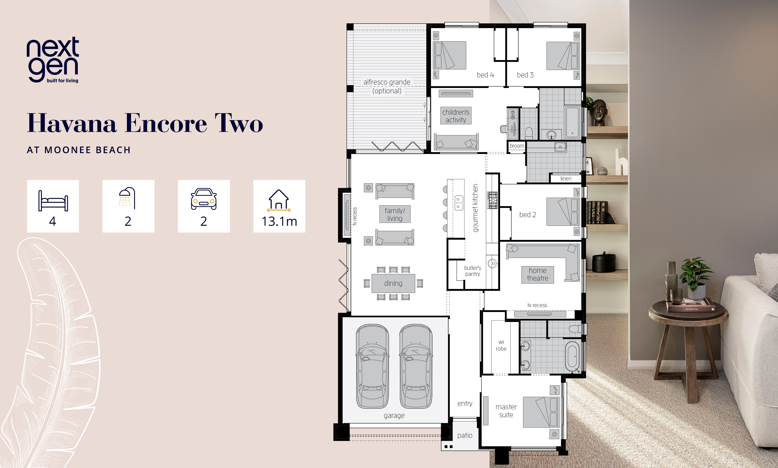 The Havana Encore Two is a wonderful home with four Bedrooms and double garage.