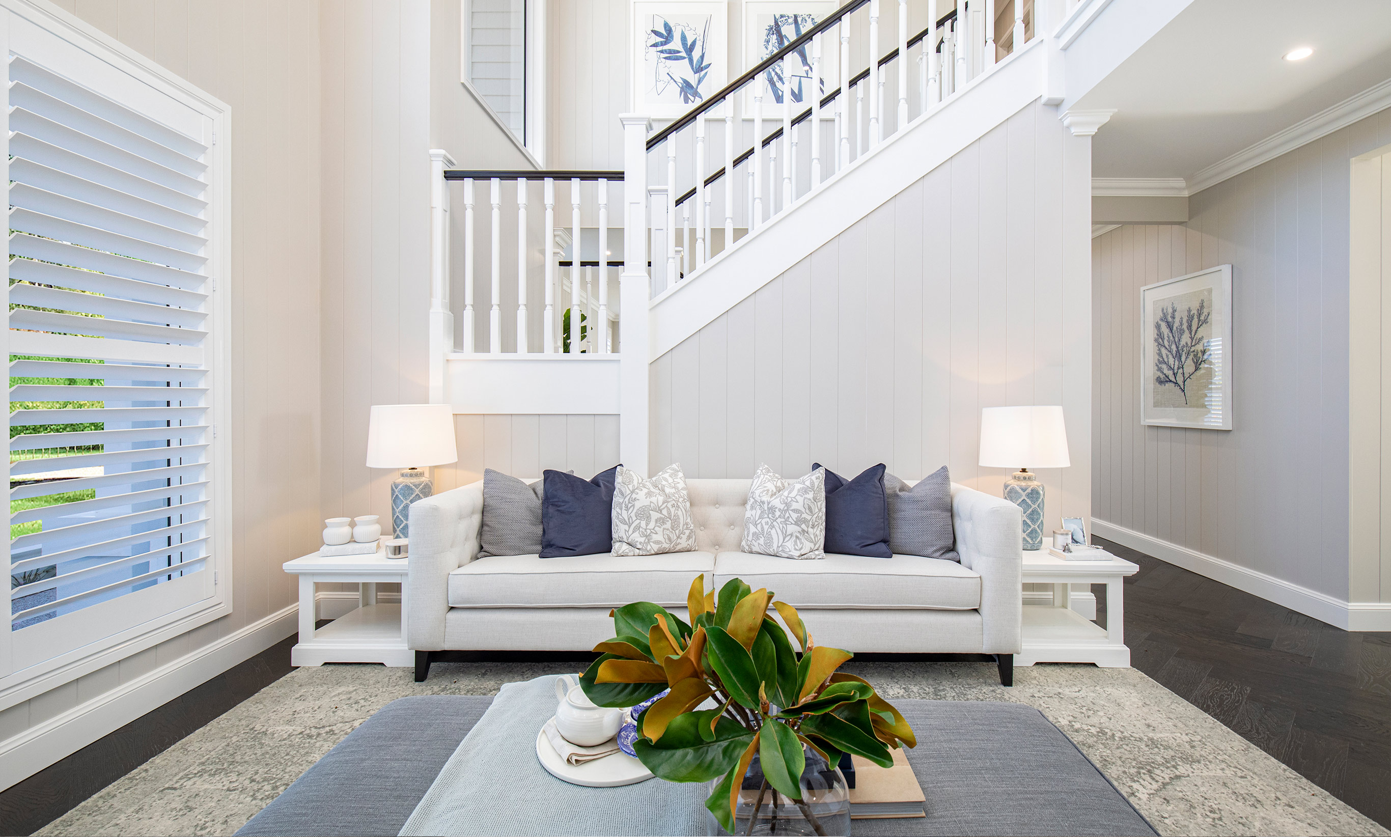Classic Hamptons styling creates a comfortable and beautifully stylish classic home with coastal influences.