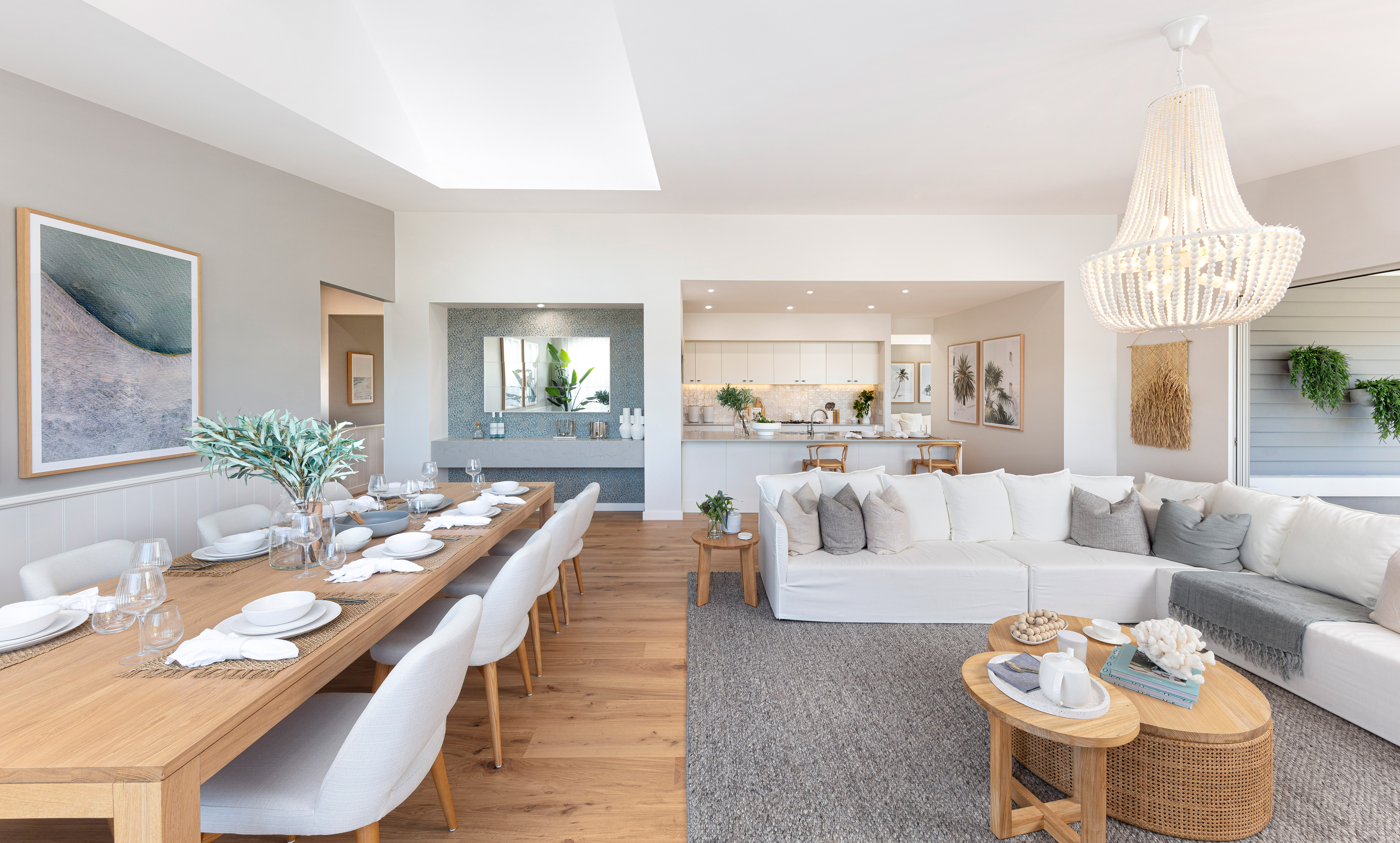 The beautiful coastal styled, open plan Living in the Retreat at Waterford Living