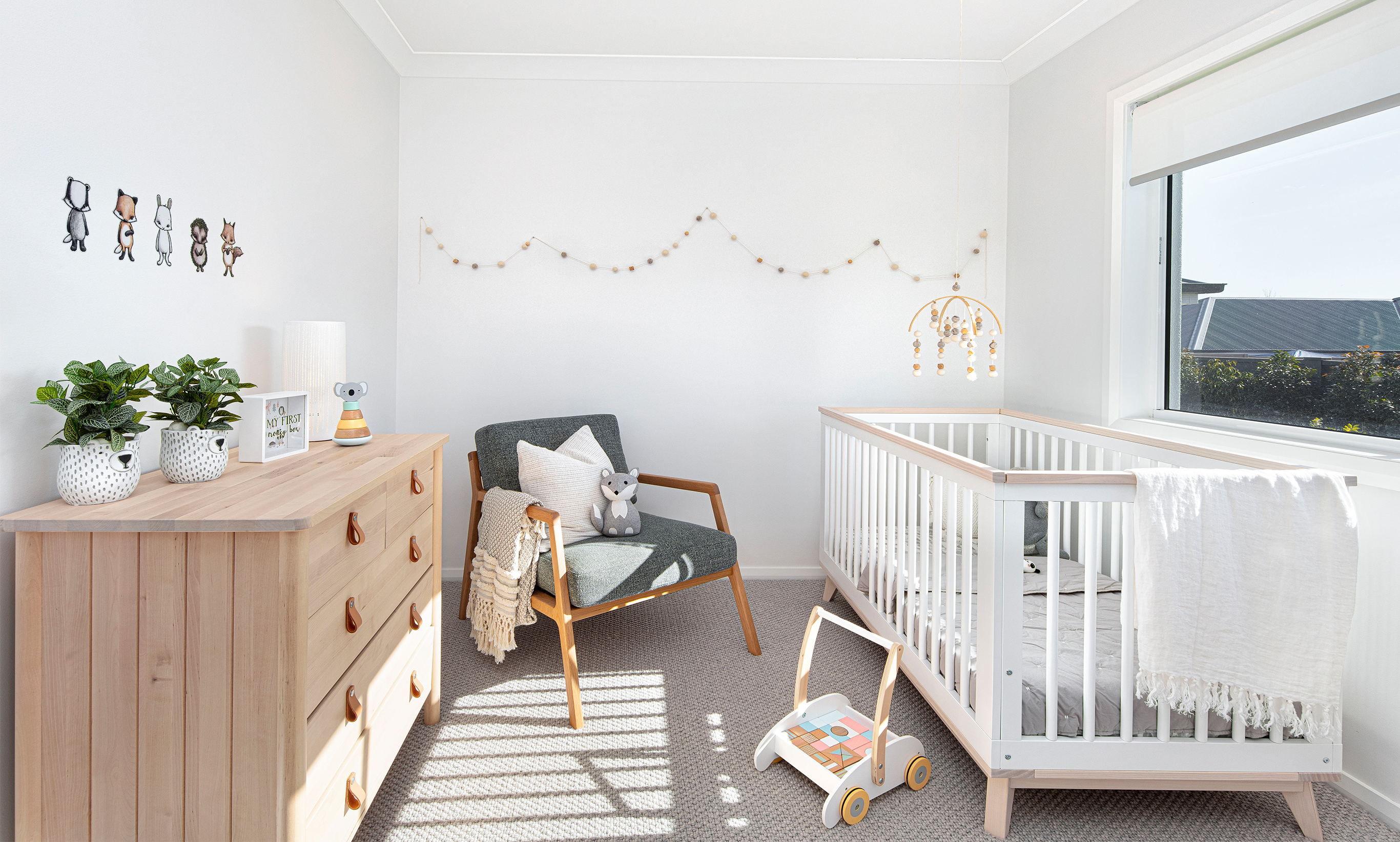 Lucia Nursery wth wall decals at McDonald Jones Huntlee 