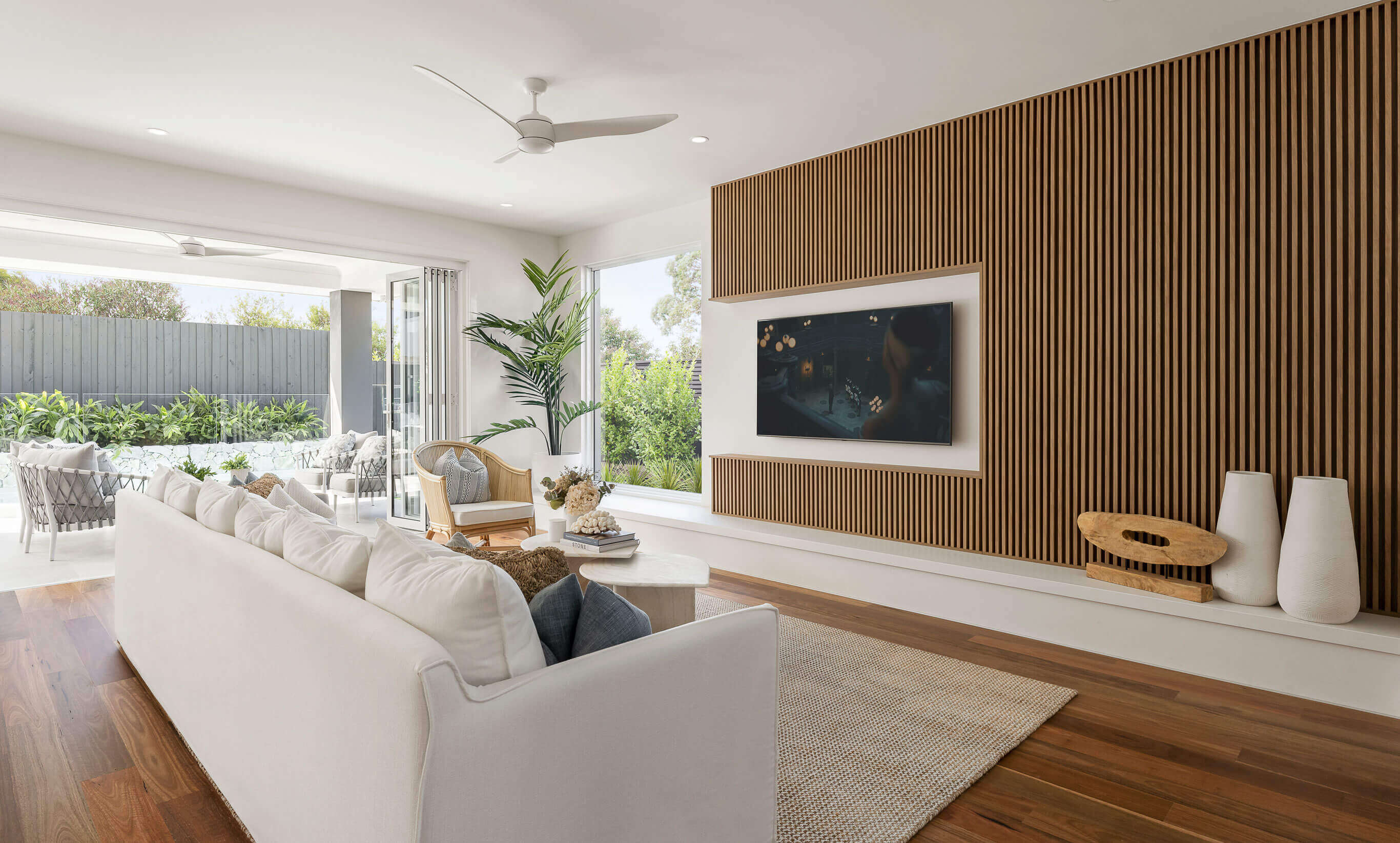 panorama two storey home design Living room ideas coastal