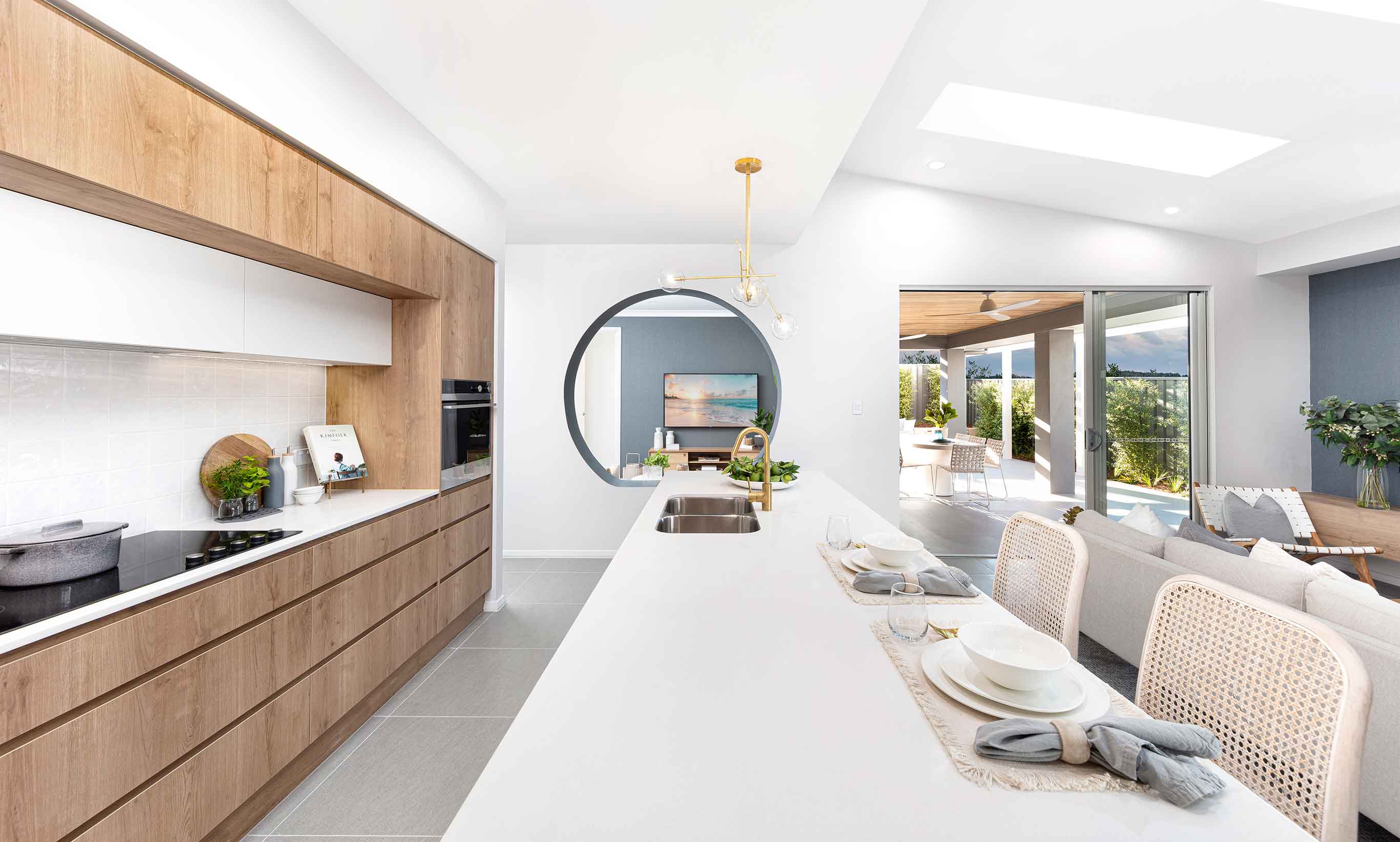 Organic styled Kitchen in new Googong display home by McDonald Jones 