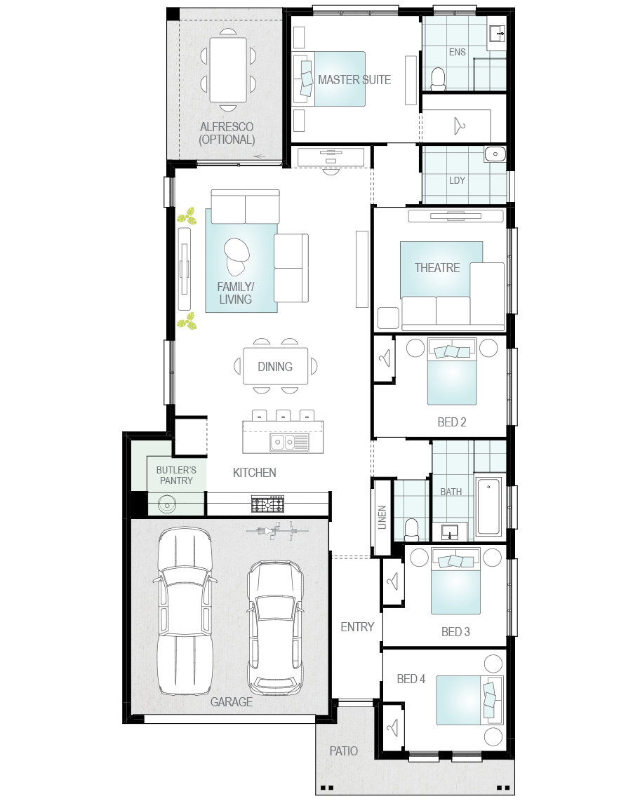 single storey home design mallorca upgrade floorplan butlers pantry rhs