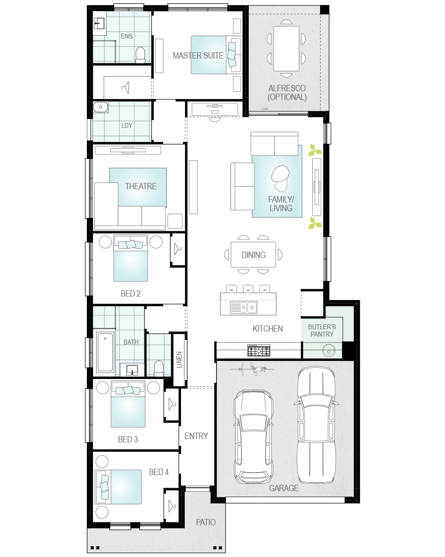 single storey home design mallorca upgrade floorplan butlers pantry rhs