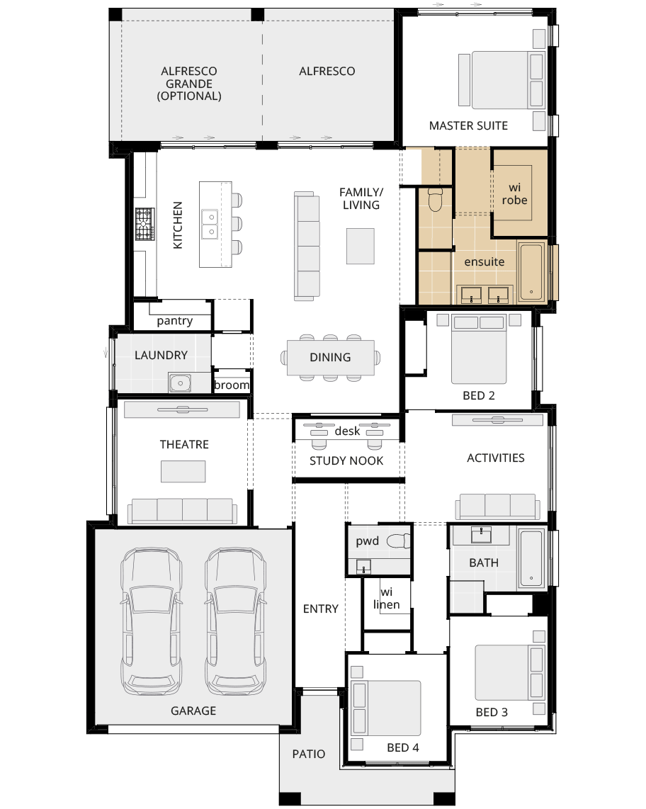 single storey home design miami classic floorplan option alternate ensuite layout rhs