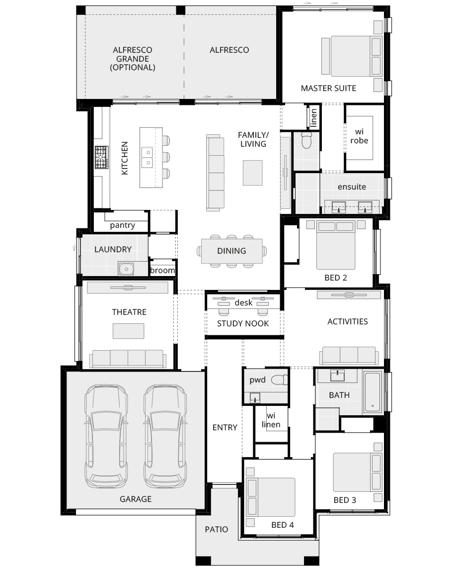 single storey home design miami classic standard floorplan rhs