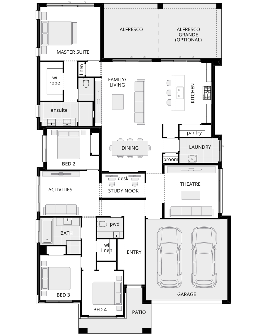 single storey home design miami classic standard floorplan rhs
