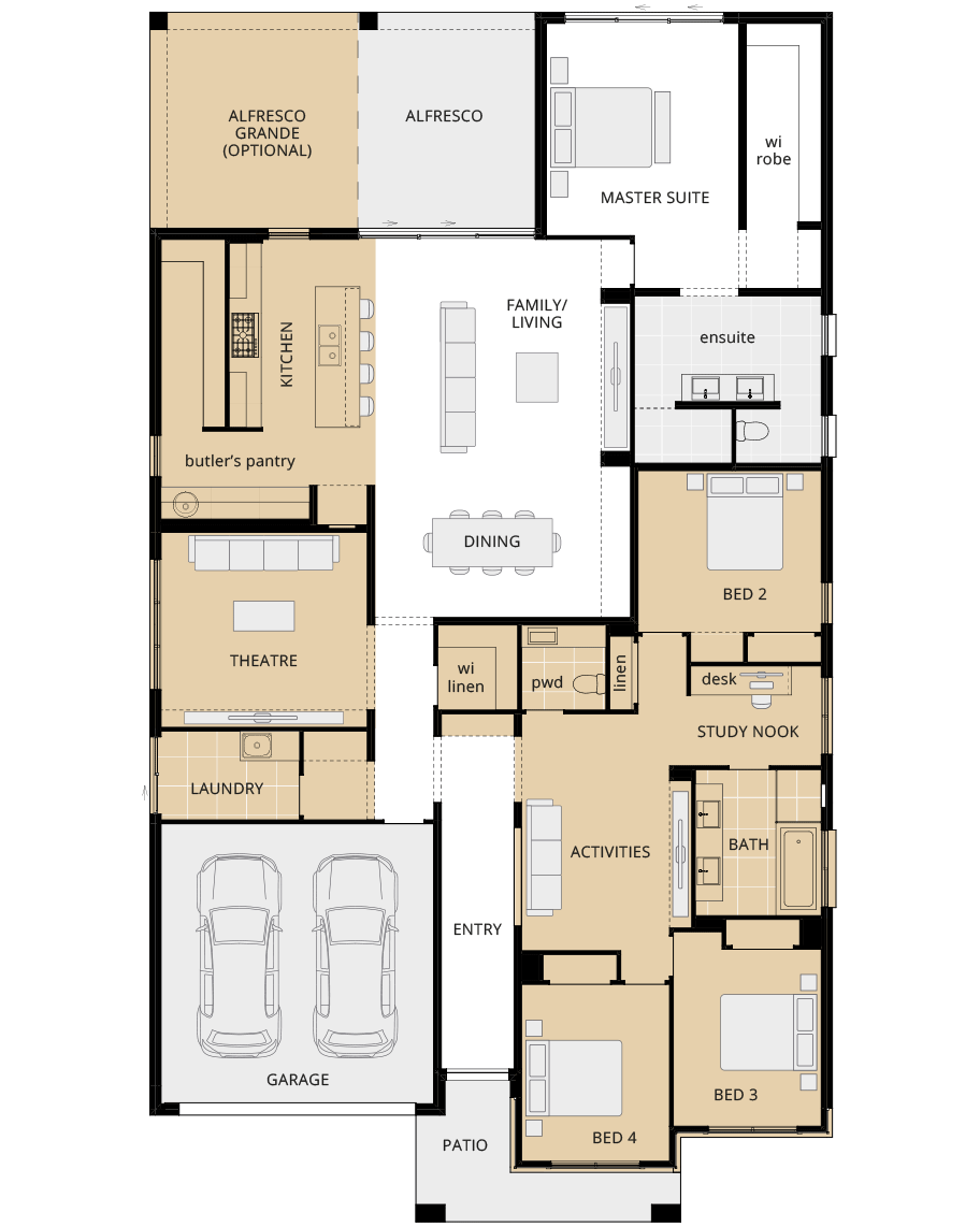 single storey home design miami grande floorplan option relocated activities rhs