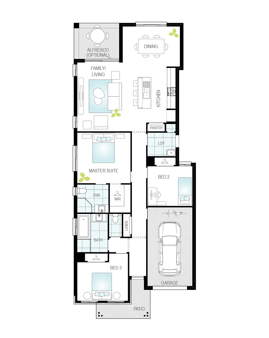 Floor Plan - Zamora Two - Narrow Block Home - McDonald Jones