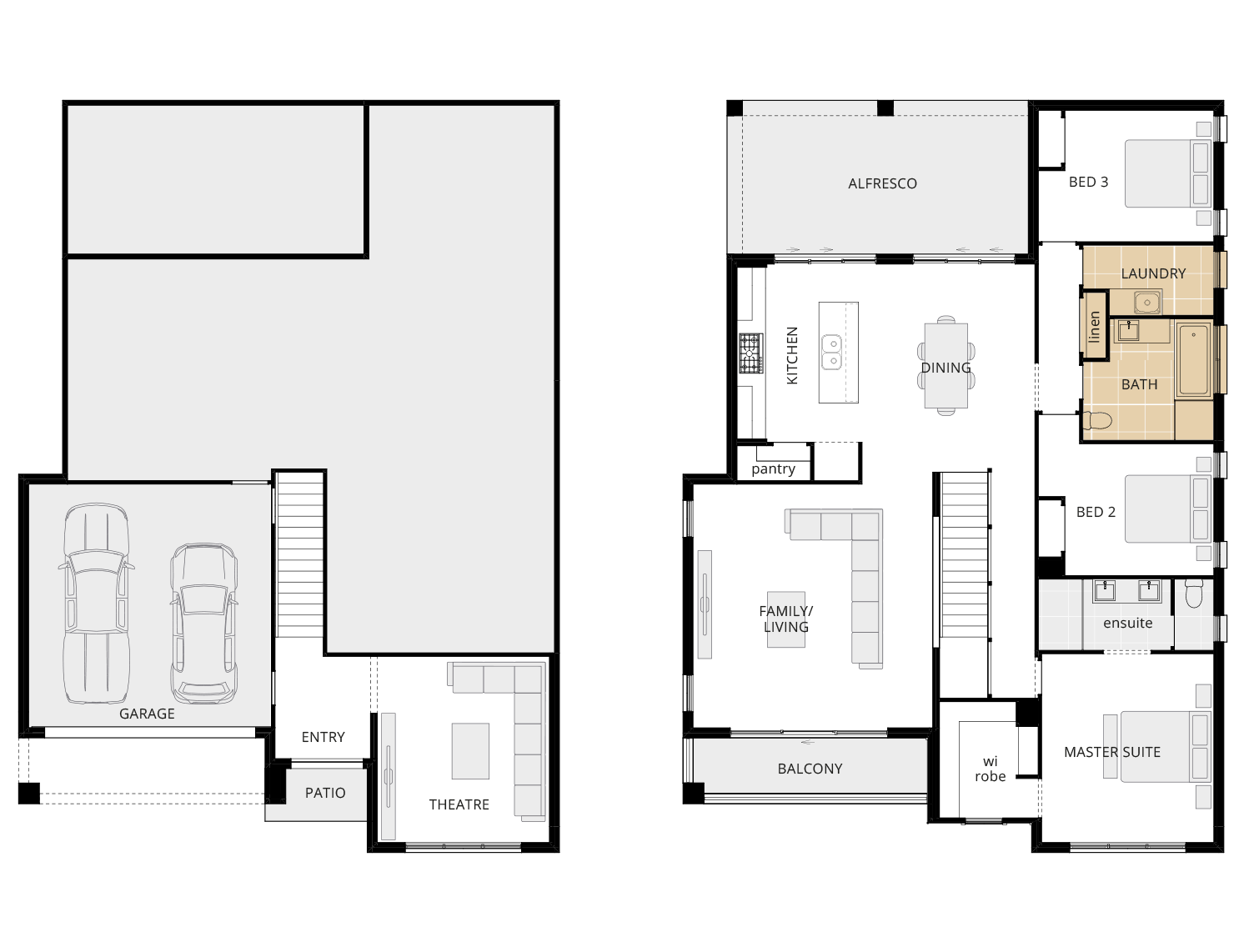 3 bedroom split level house design monterey floorplan with alternate bathroom layout rhs