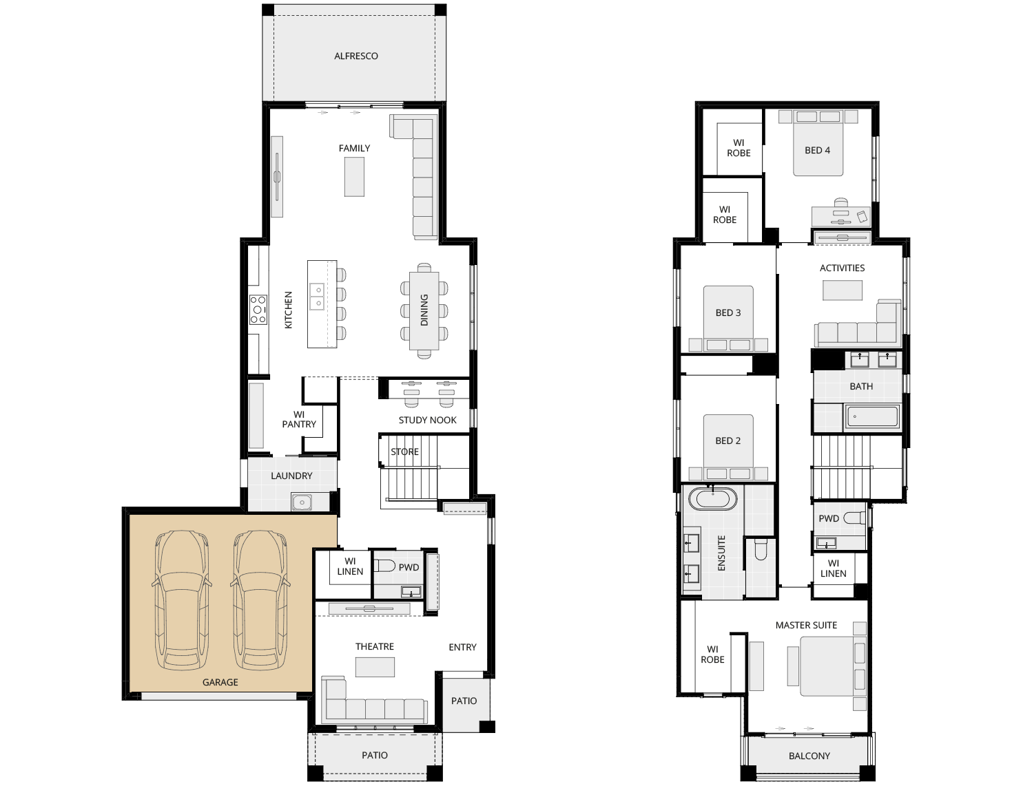 two storey home design aria 31 one option floorplan double garage rhs
