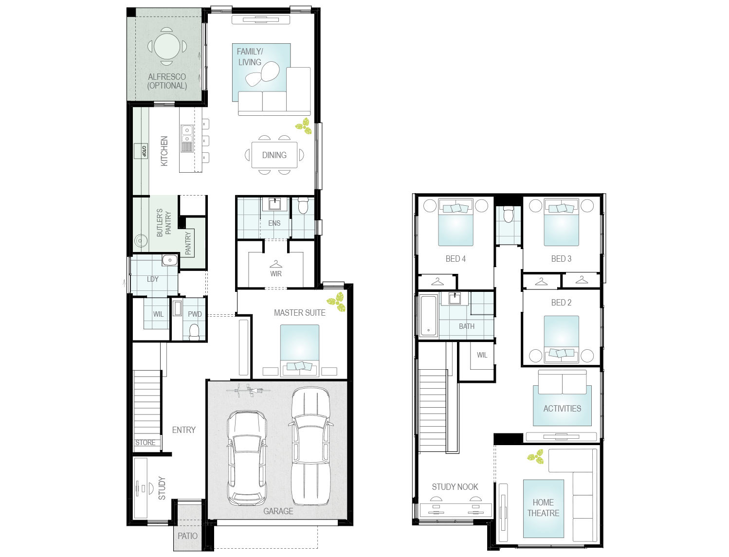 Home design Santona standard floorplan now two storey lhs