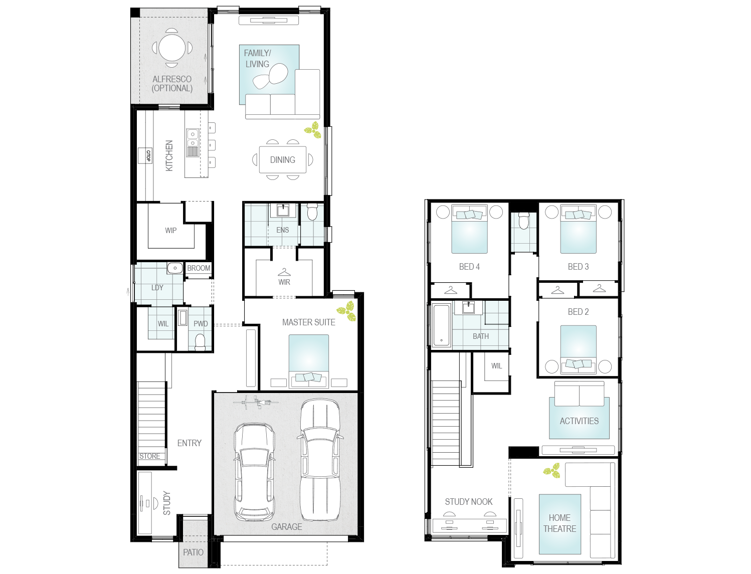 Home design Santona upgrade floorplan now two storey lhs