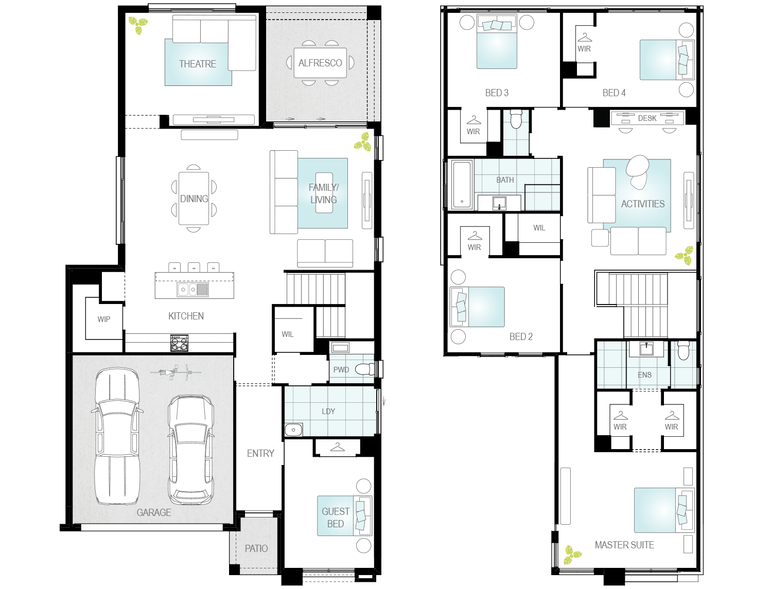two storey home design palmela standard floorplan lhs