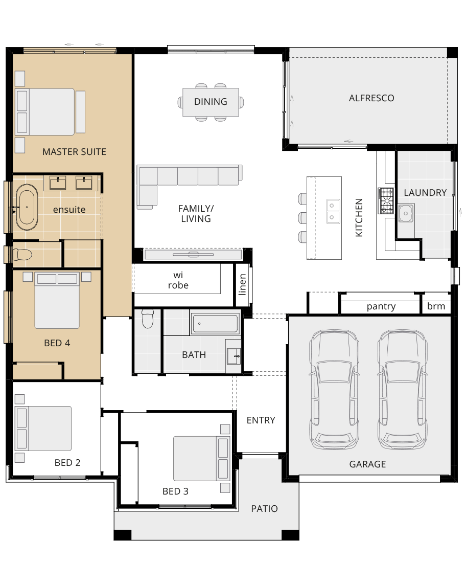 single storey home design parkway classic option floorplan fourth bedroom rhs