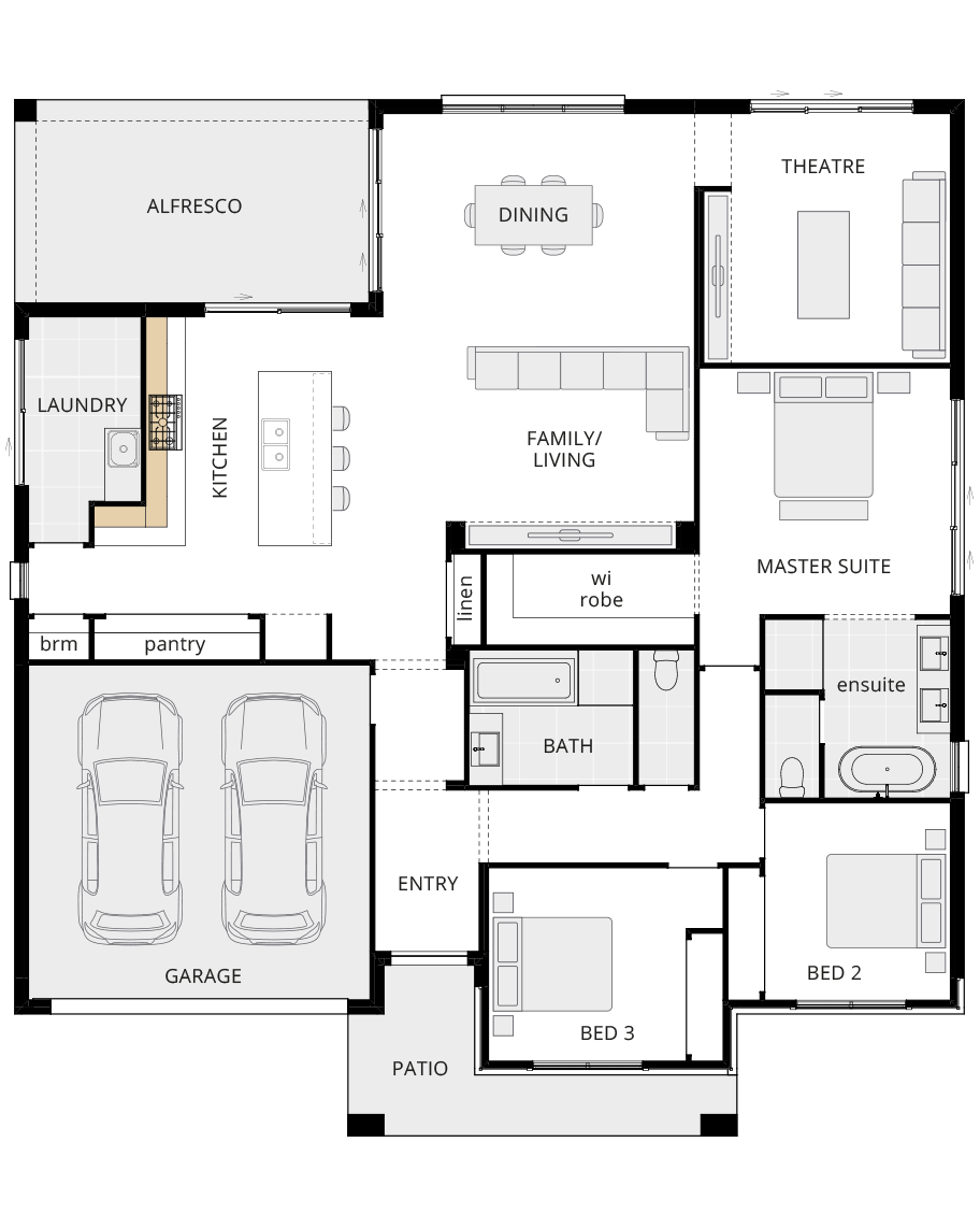 single storey home design parkway classic floorplan option alternate kitchen layout rhs