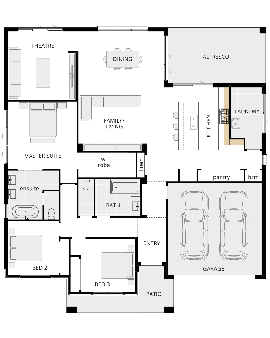 single storey home design parkway classic floorplan option alternate kitchen layout rhs