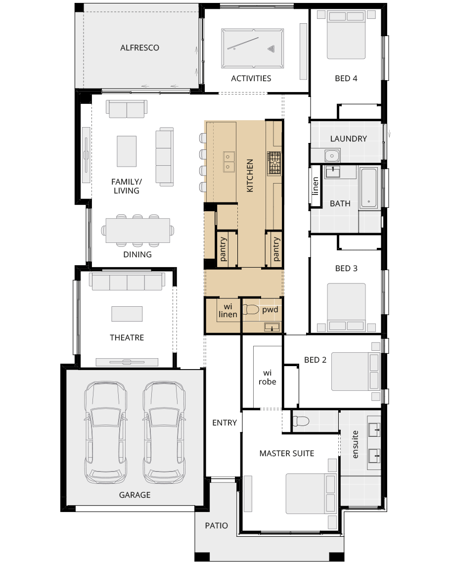 single storey home design retreat classic option no study nook rhs