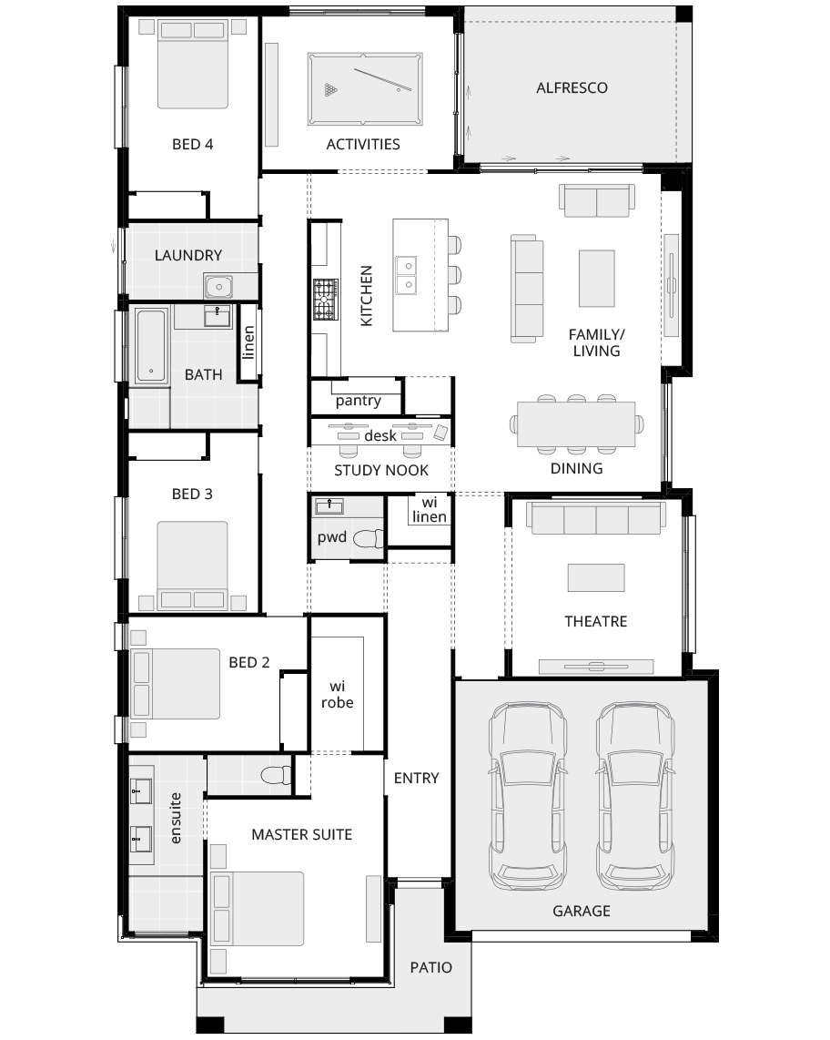 single storey home design retreat classic floorplan rhs