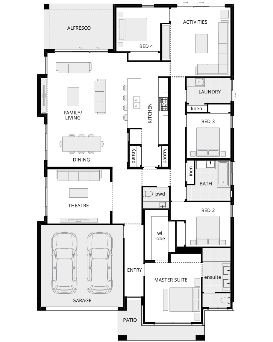 single storey home design retreat encore standard floorplan rhs