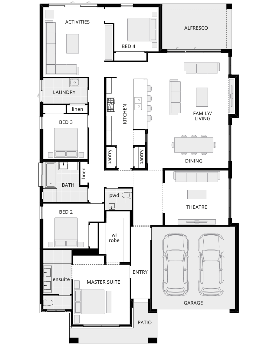 single storey home design retreat encore standard floorplan rhs