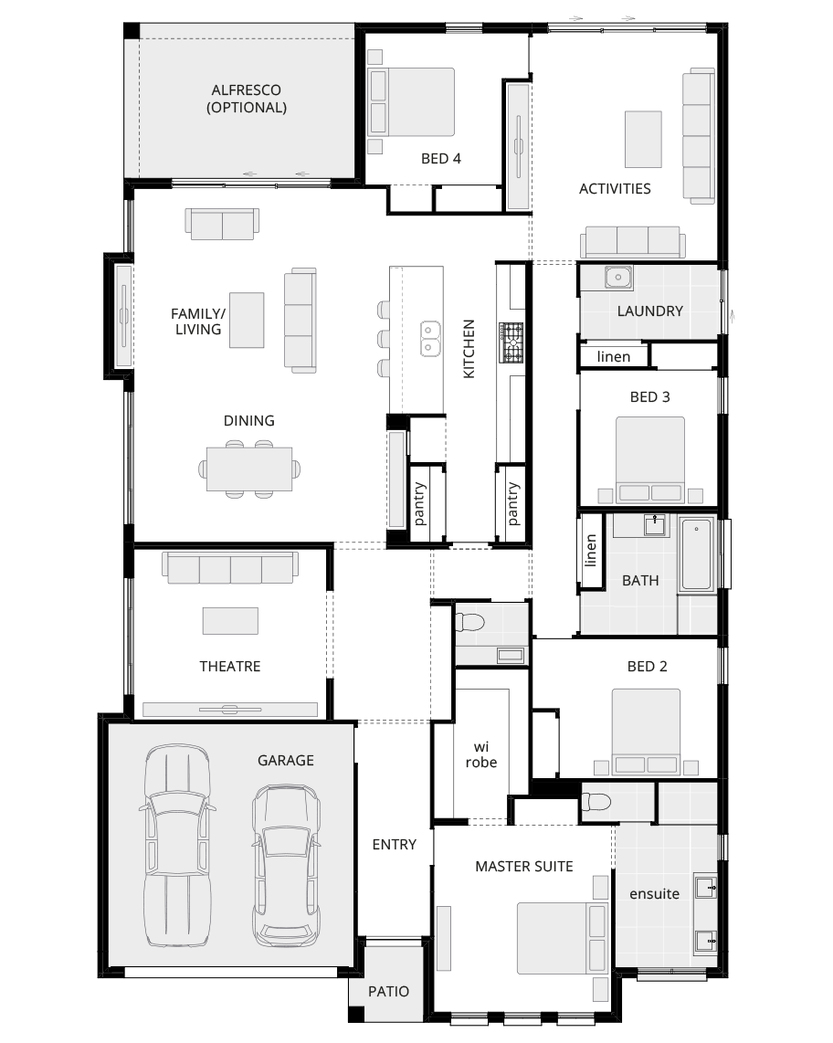 single storey home design retreat grande standard floorplan rhs 