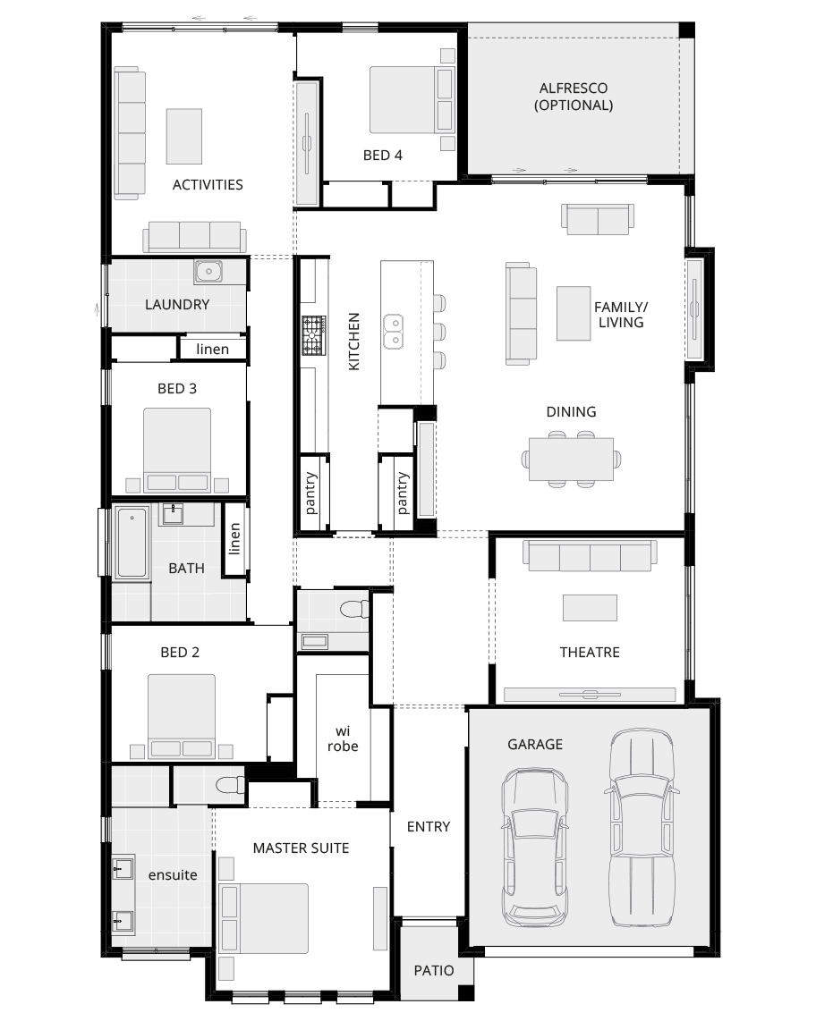 single storey home design retreat grande standard floorplan rhs 