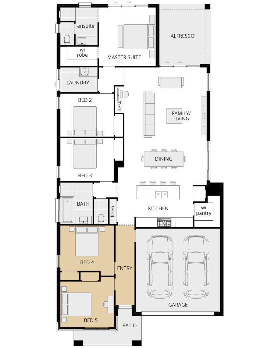 single storey home design riviera encore option floorplan fifth bedroom rhs