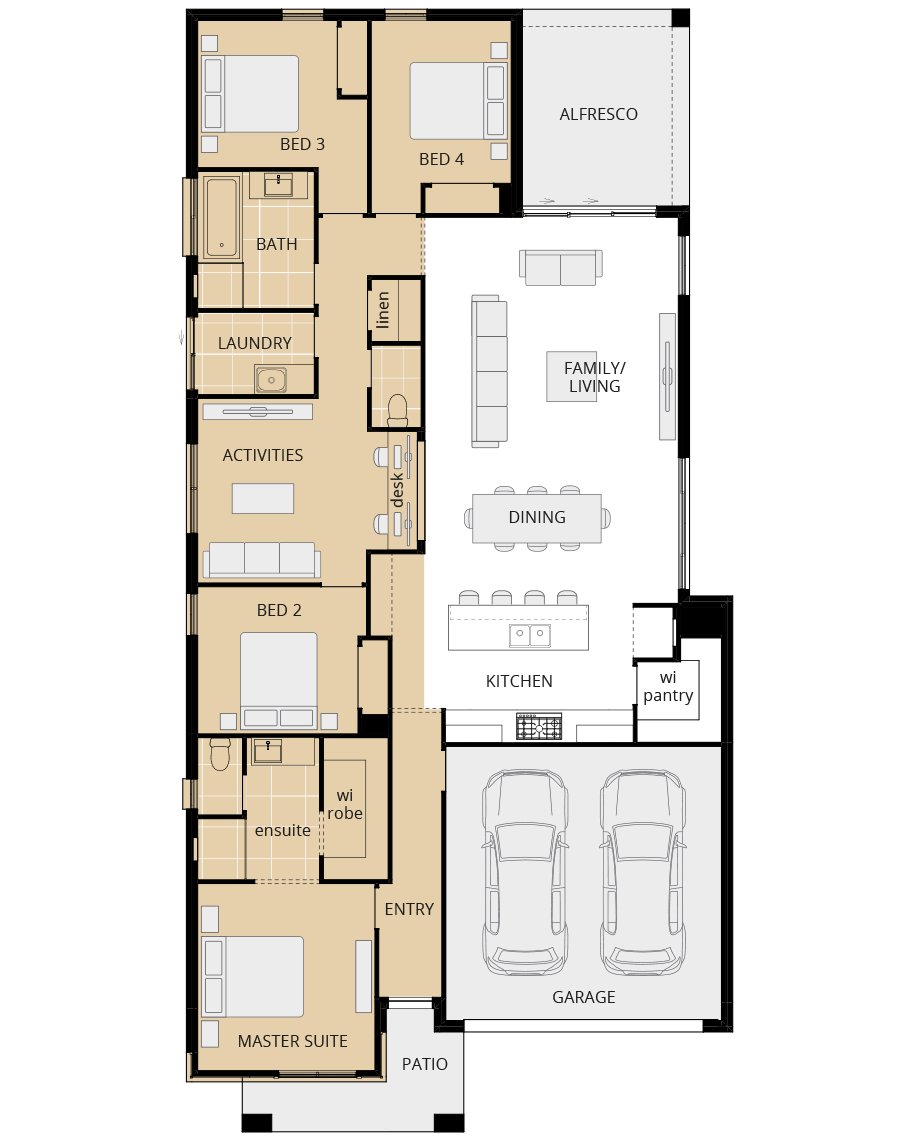 single storey home design riviera encore option floorplan mirrored master suite wing with activities rhs