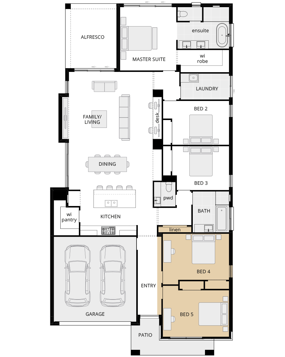 single storey home design riviera manor option floorplan fifth bedroom rhs