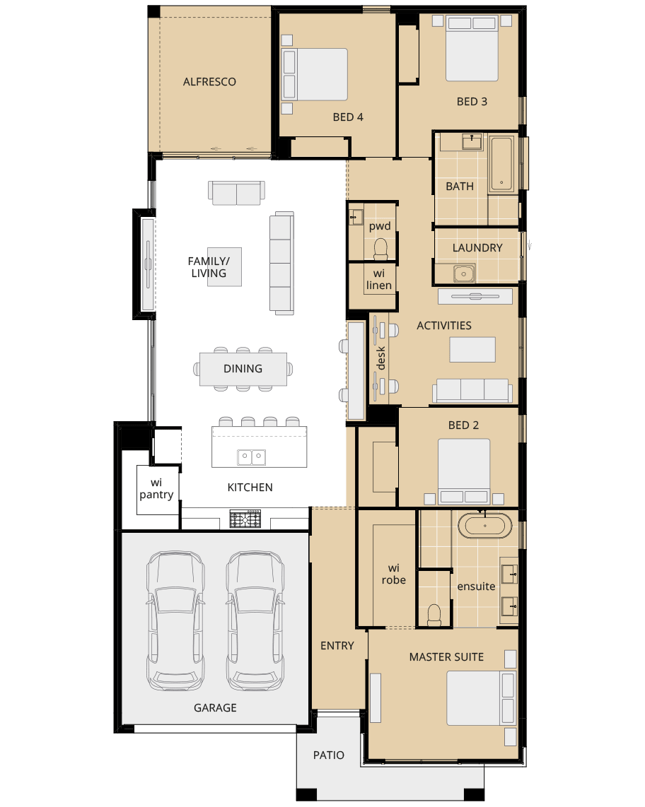 single storey home design riviera manor floorplan option front master suite rhs