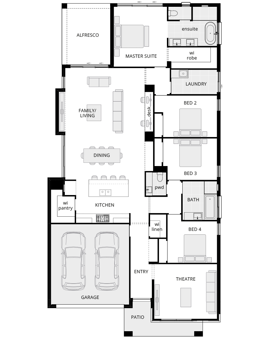 single storey home design riviera manor classic floorplan rhs