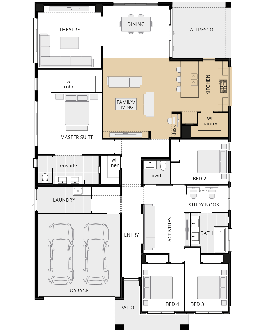 single storey home design san marino classic floorplan option kitchen on external wall rhs