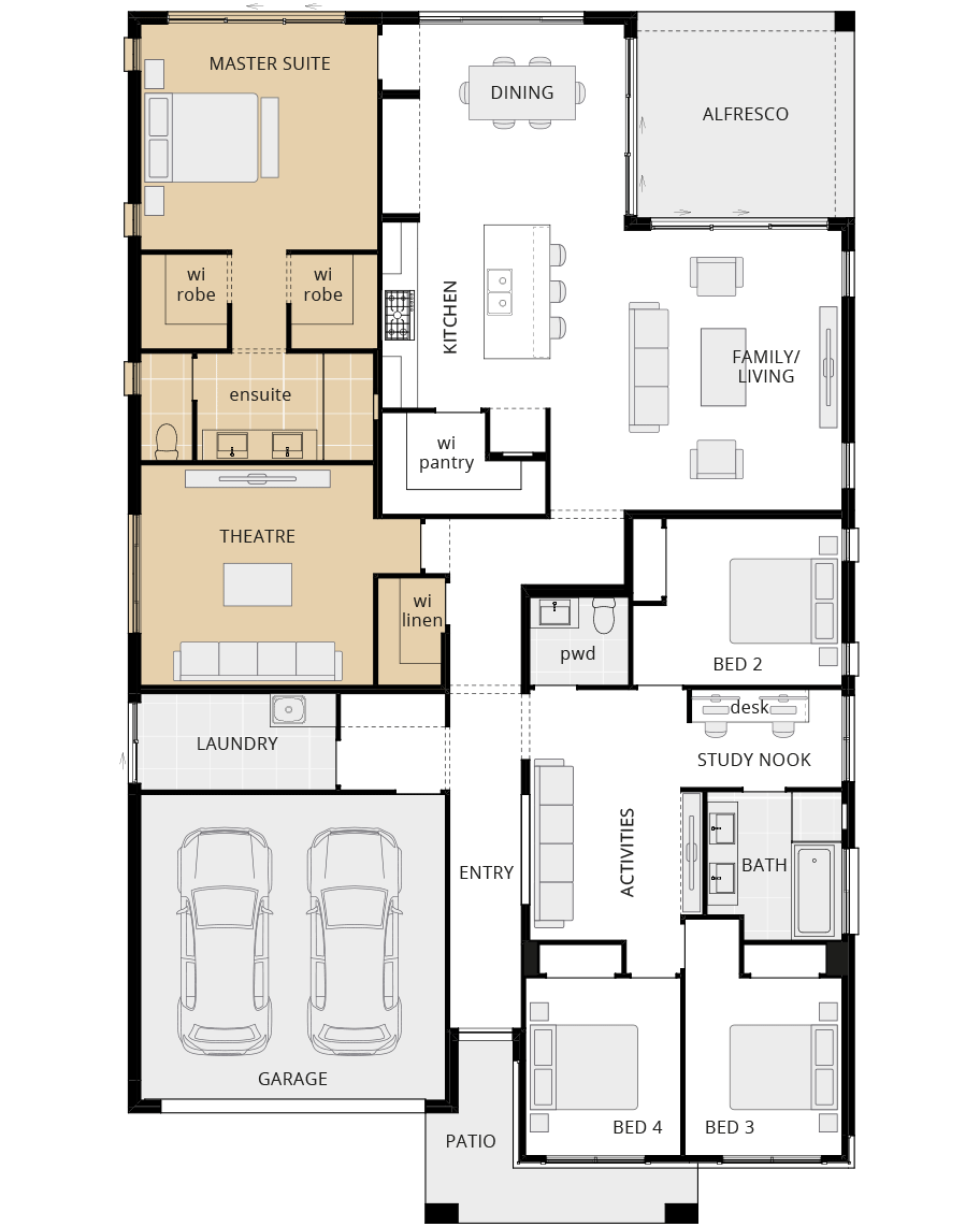 single storey home design san marino classic floorplan option mirrored master suite wing rhs