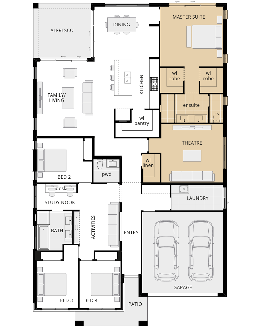 single storey home design san marino classic floorplan option mirrored master suite wing rhs