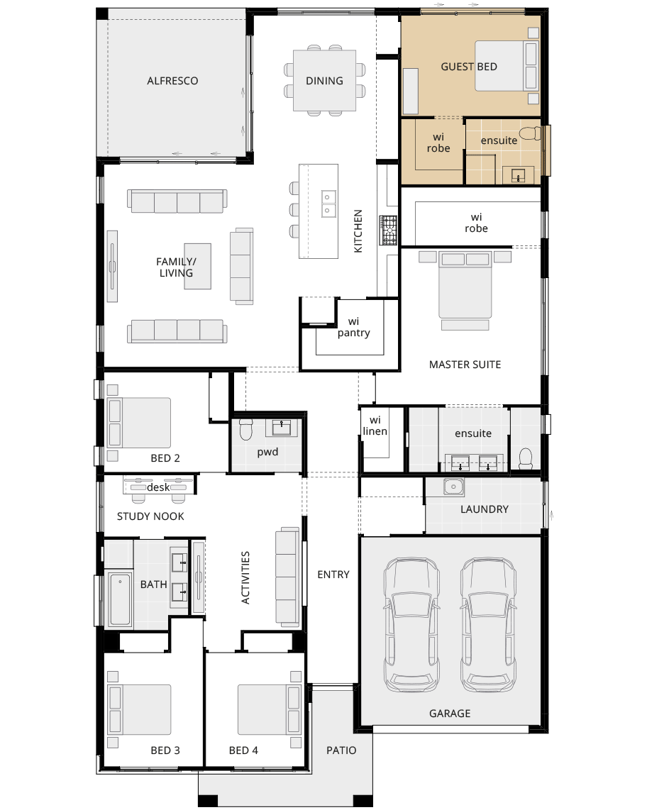 single storey home design san marino executive guest bedroom option rhs