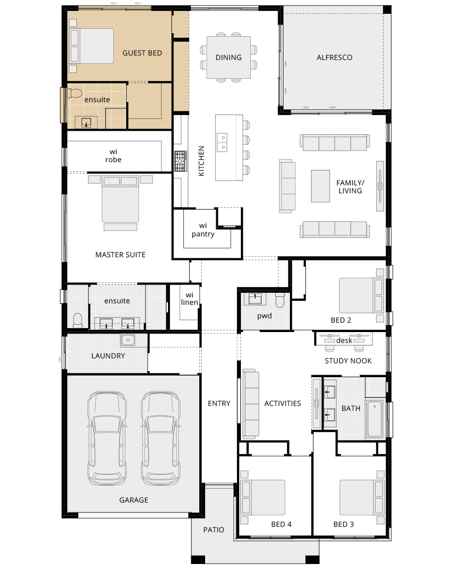 single storey home design san marino grande guest bedroom in lieu of theatre rhs 