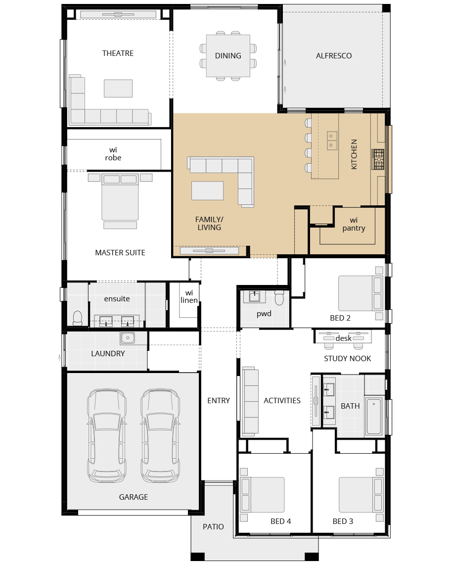 single storey home design san marino grande kitchen on external wall rhs 