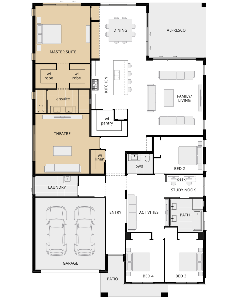 single storey home design san marino grande option floorplan mirrored master rhs