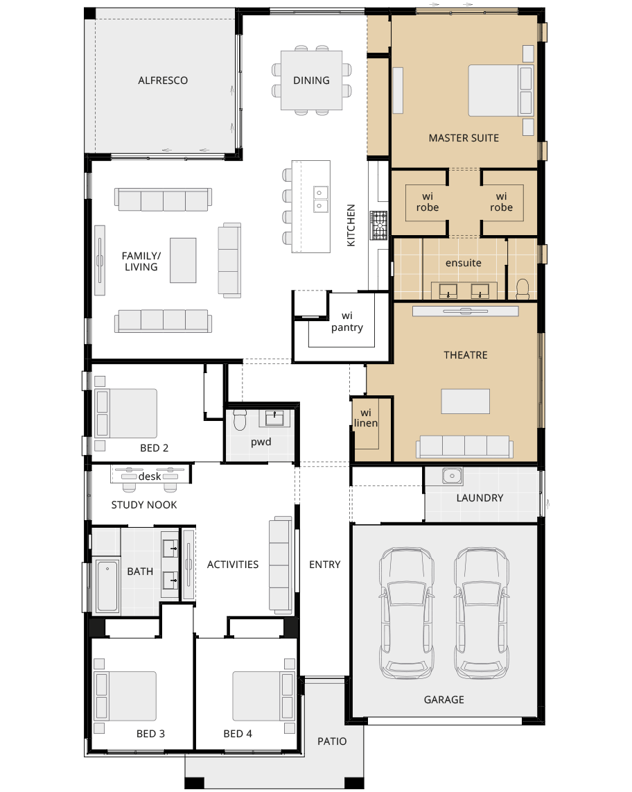 single storey home design san marino grande option floorplan mirrored master rhs