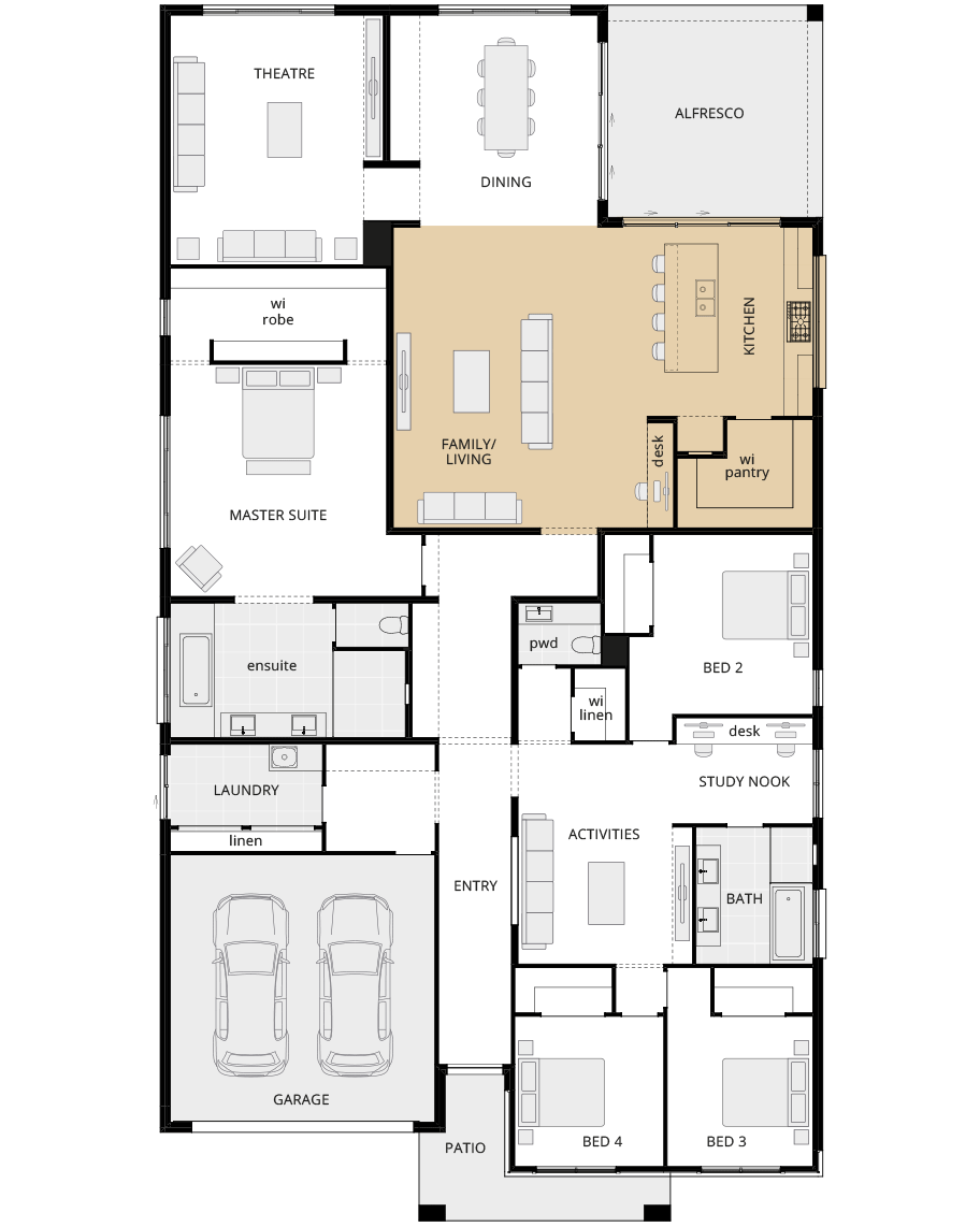 single storey home design san marino manor kitchen on external wall rhs