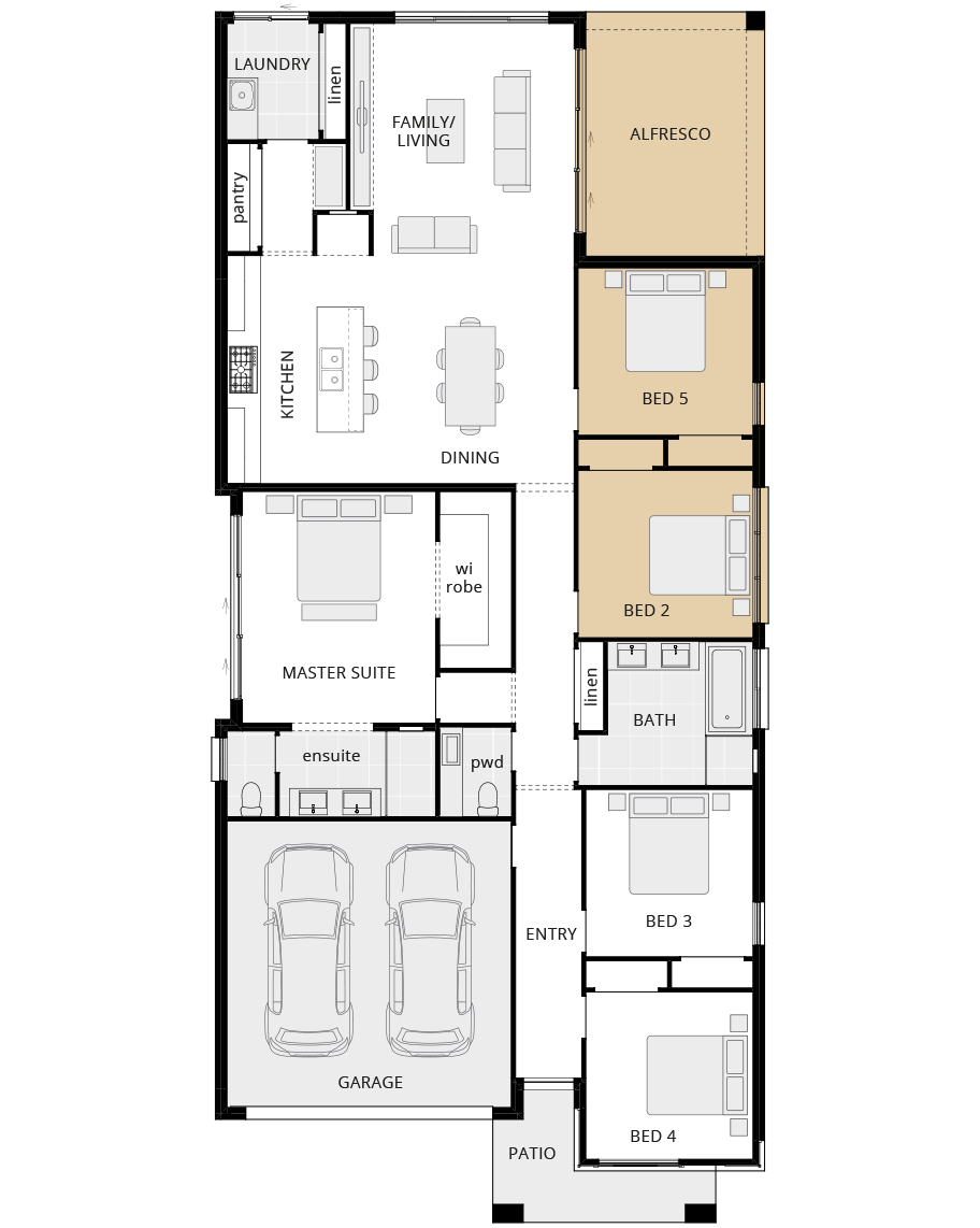 single storey home design santa fe encore option floorplan fifth bedroom in lieu of theatre rhs