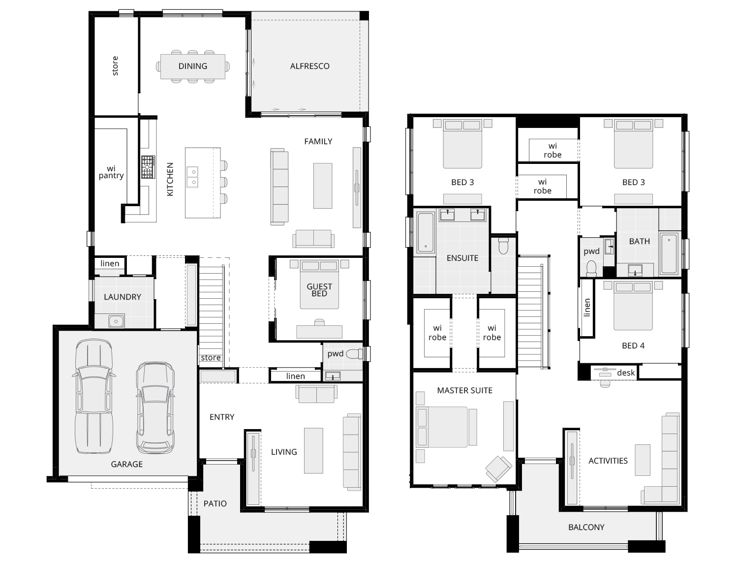 two storey home design saxonvale 42 standard floorplan rhs