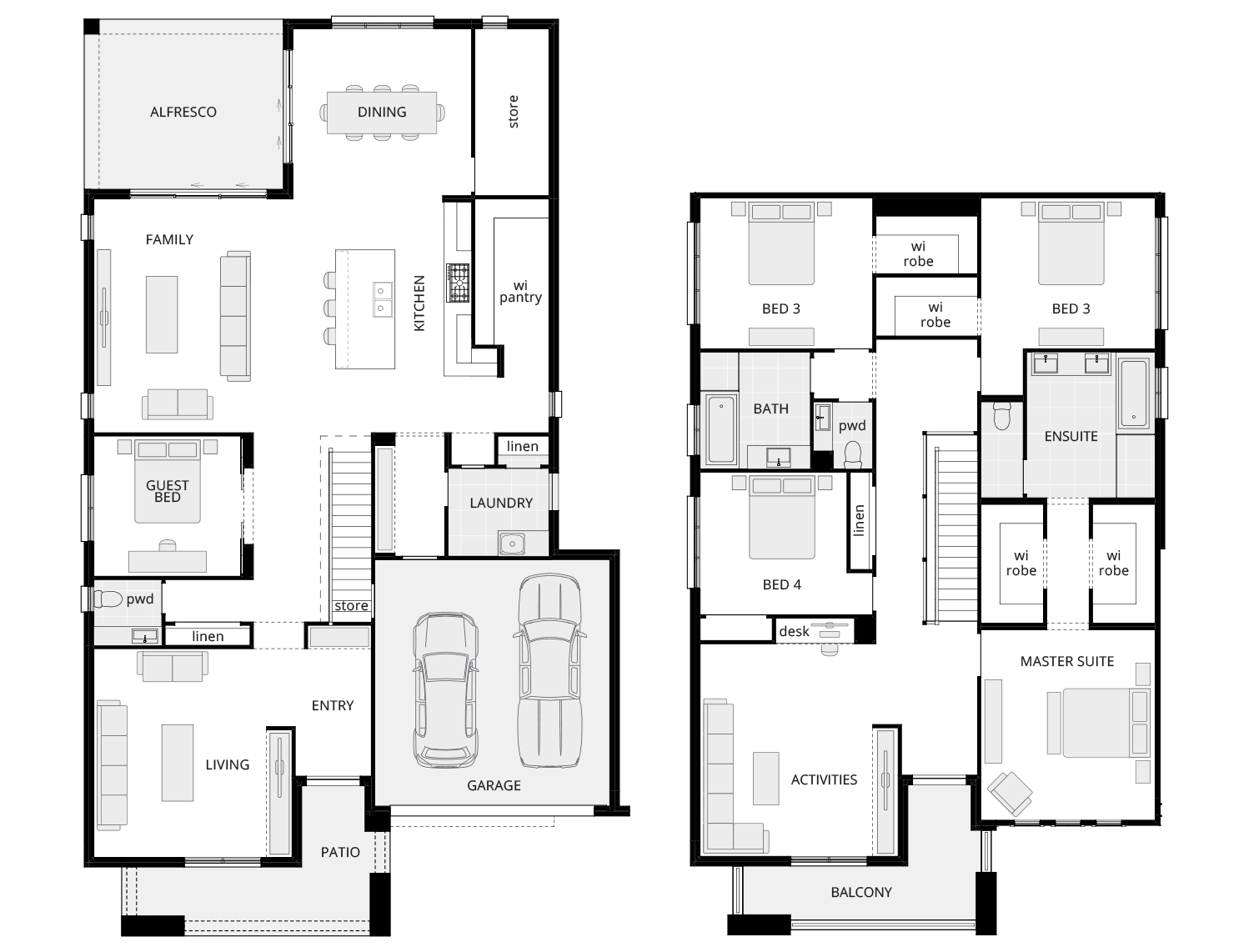 two storey home design saxonvale 42 standard floorplan rhs