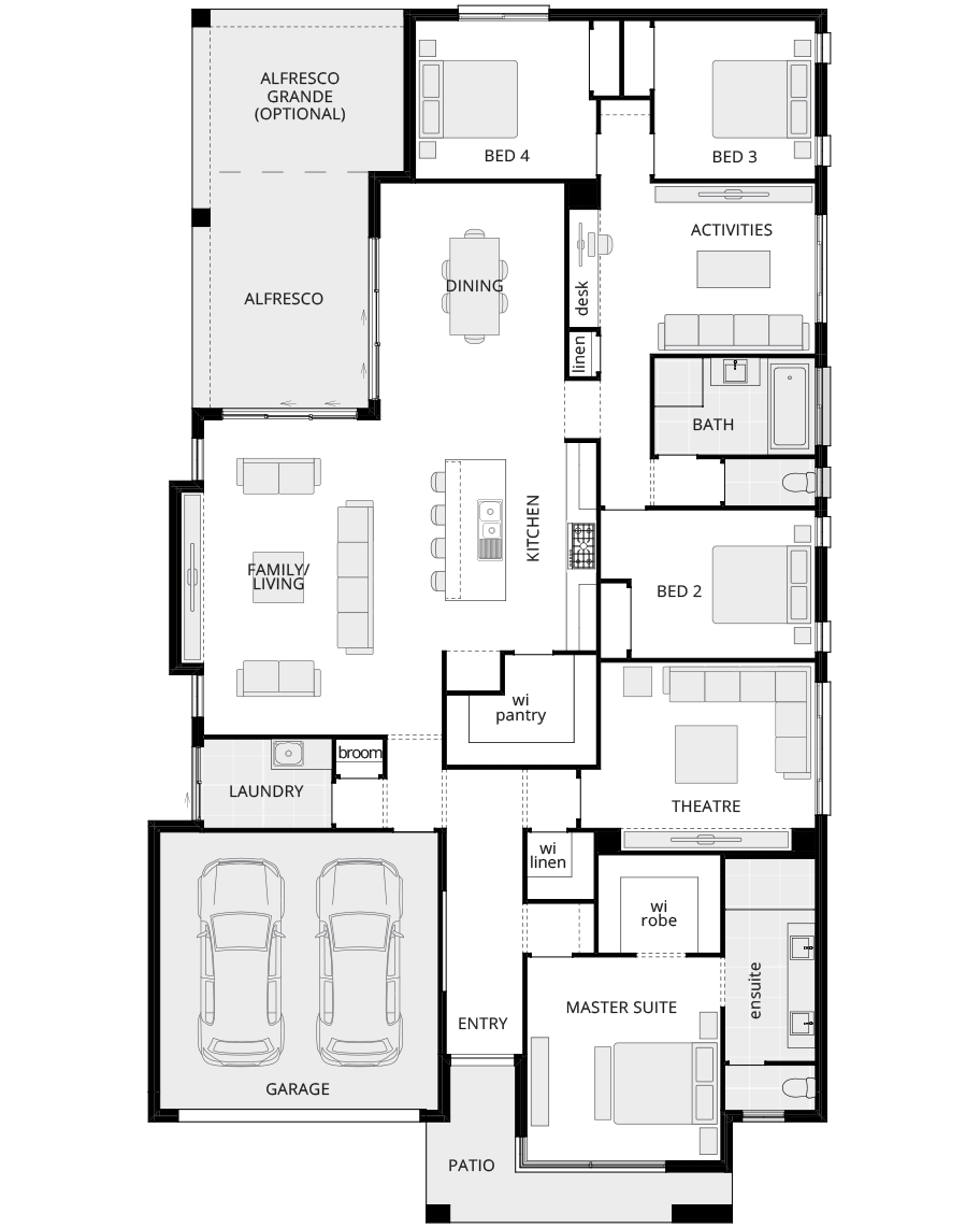 single storey home design seaview executive standard floorplan rhs