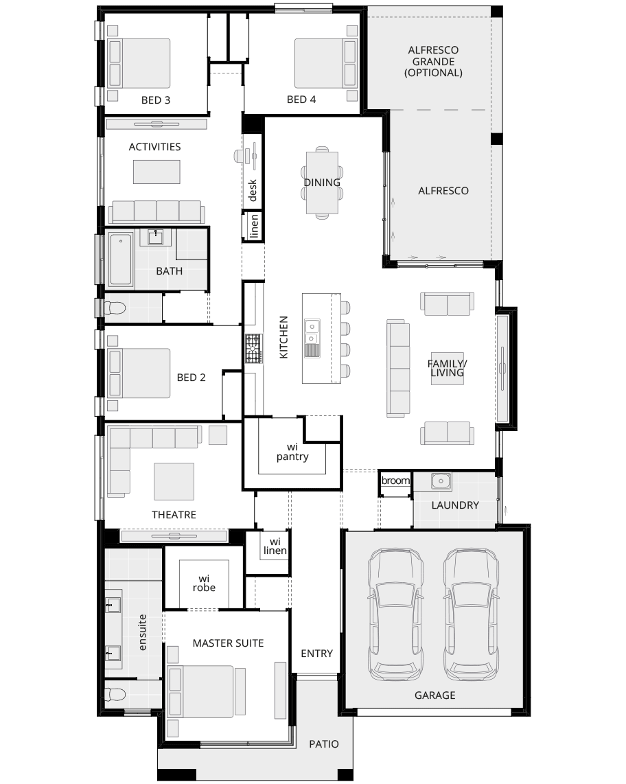 single storey home design seaview executive standard floorplan rhs