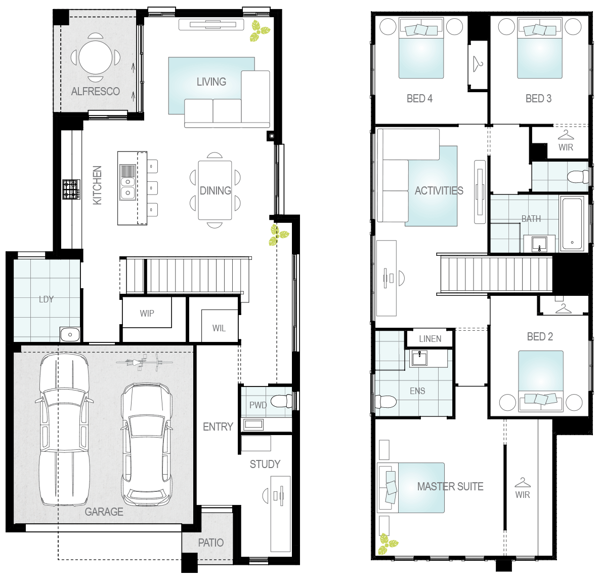 Home design Serafina standard floorplan two storey lhs