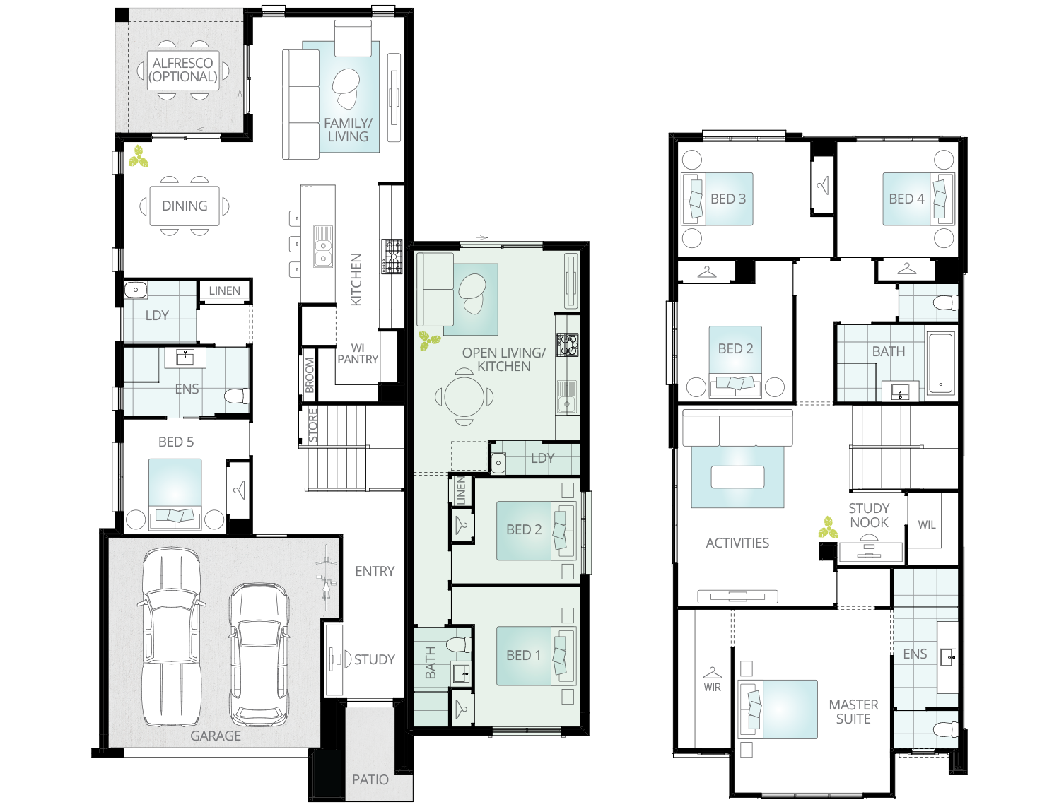 two storey granny flat design soria two option floorplan 2 bed rhs