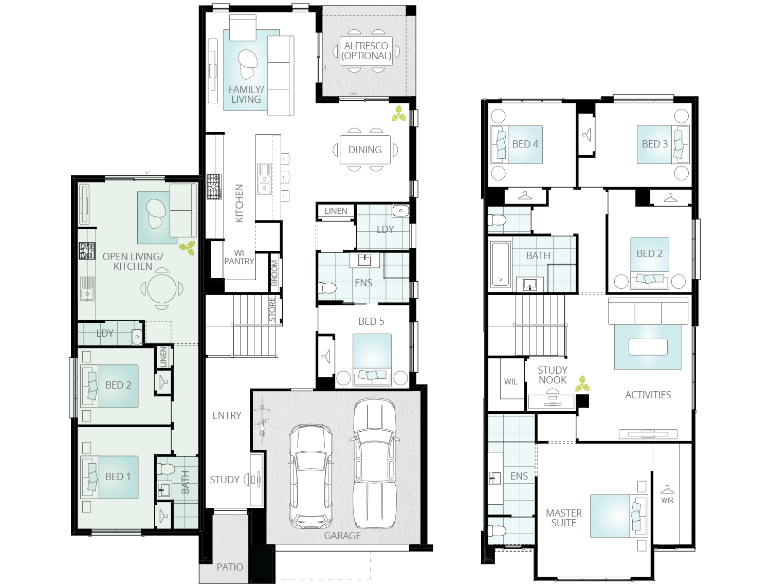 two storey granny flat design soria two option floorplan 2 bed rhs