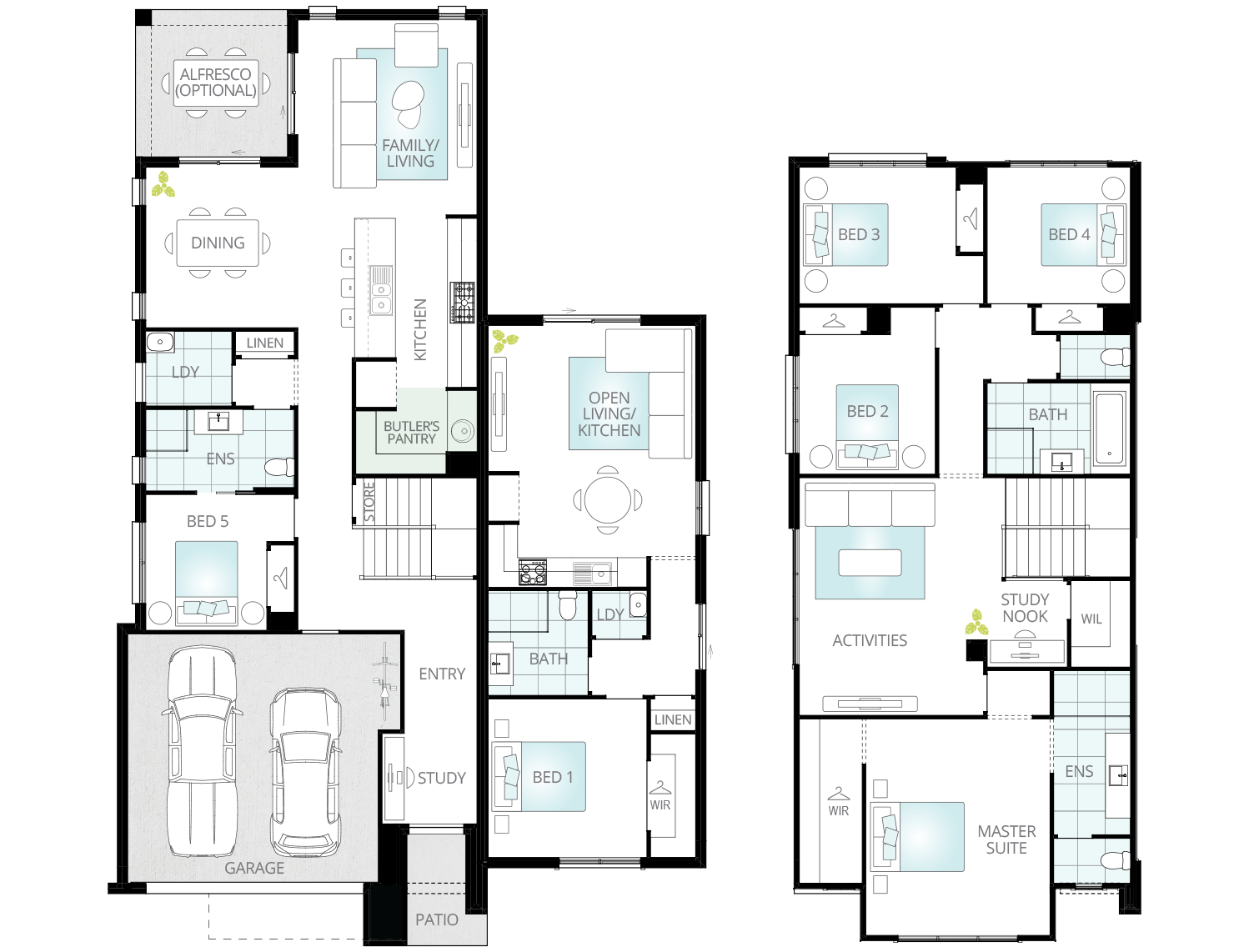 dual living home design floorplan soria two option butlers pantry rhs